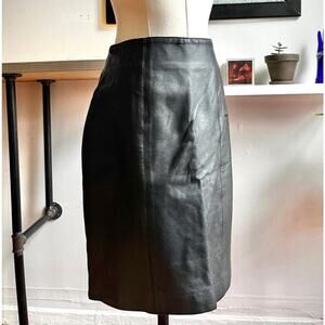 Vintage 80s Leather Skirt | Baddie Black High Waist Panel Mini | S/M